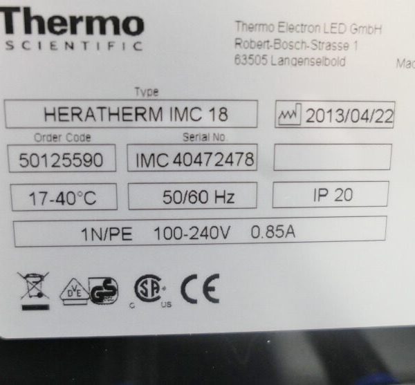 THERMO SCIENTIFIC HERATHERM IMC18 Compact Microbiological, 40% OFF